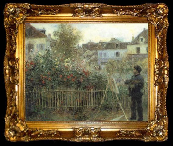 framed  Pierre-Auguste Renoir Monet Painting in his Garden, ta009-2